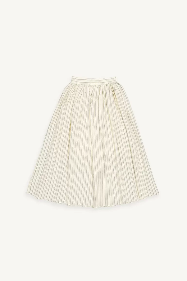 Women Olive Clothing Embossed Cotton Stripe Skirt, Beige