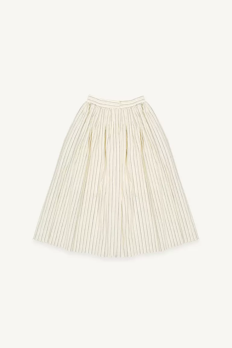 Women Olive Clothing Embossed Cotton Stripe Skirt, Beige