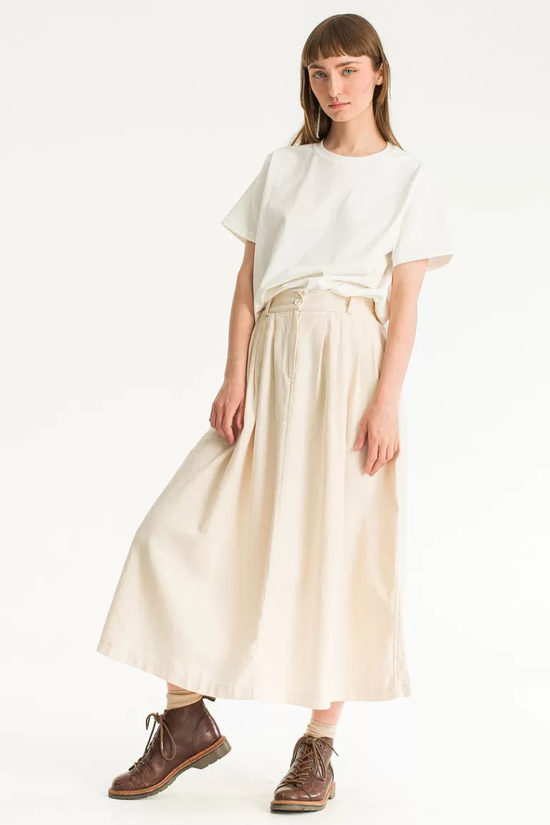 Women Olive Clothing Esta Cotton Skirt, Ivory