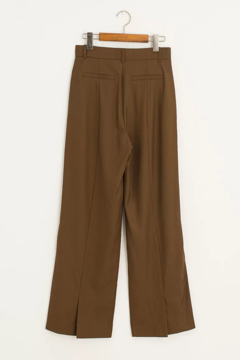 Women Olive Clothing Fara Pleated Trousers, Brown