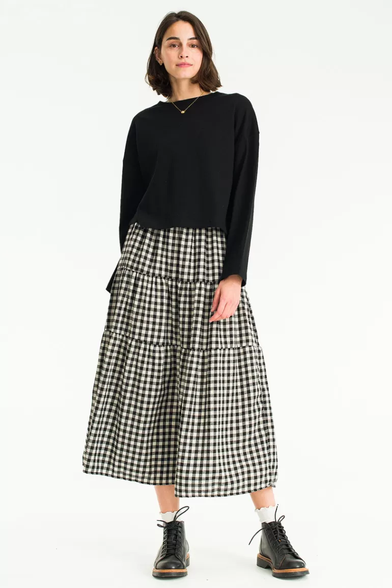 Women Olive Clothing Faye Gingham Skirt, Black