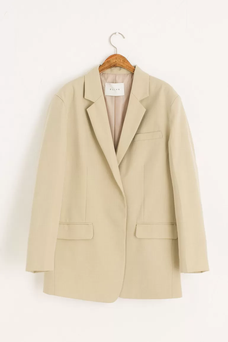 Women Olive Clothing Foix Open Jacket, Beige