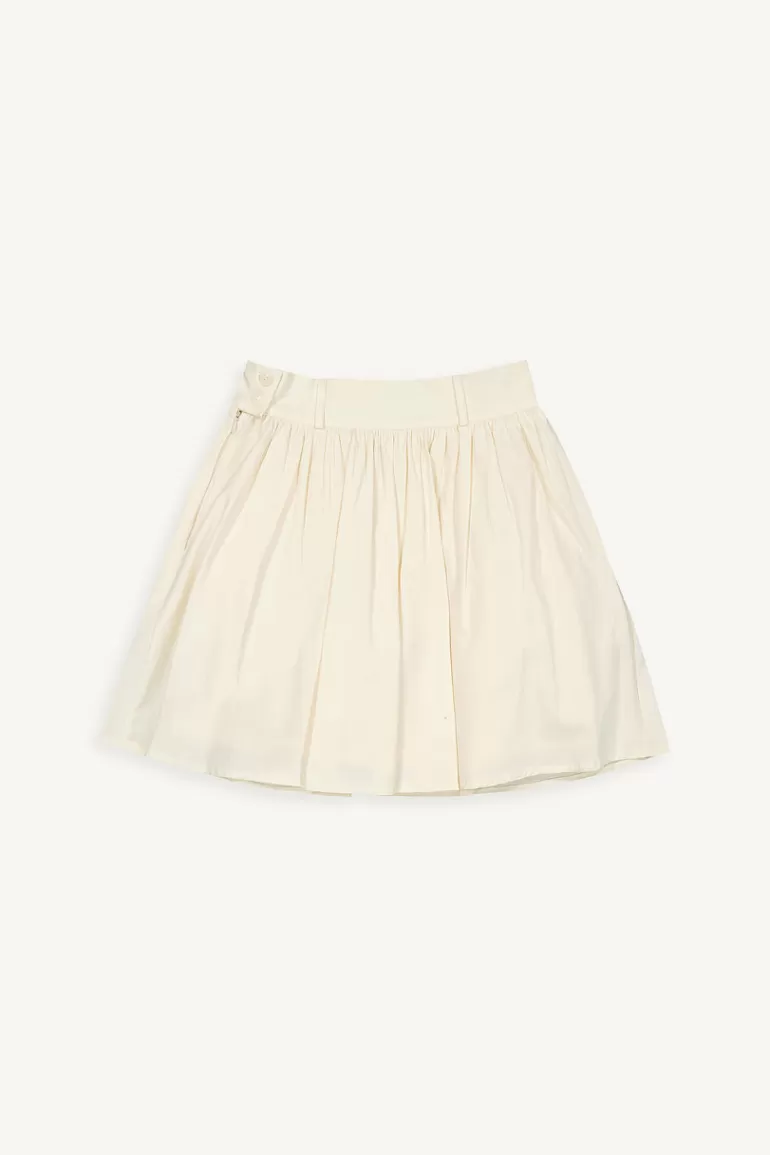 Women Olive Clothing Frill Cotton Mini Skirt, Beige