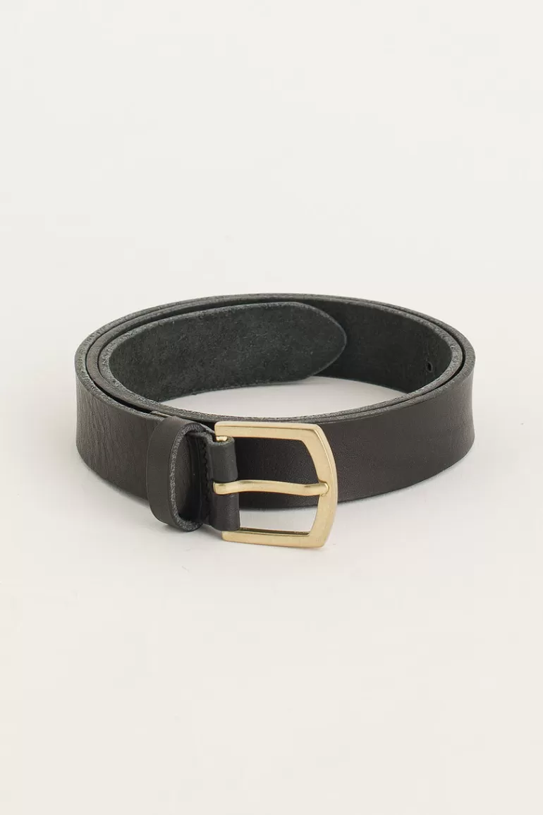 Women Olive Clothing Gold Arch Buckle Belt, Black