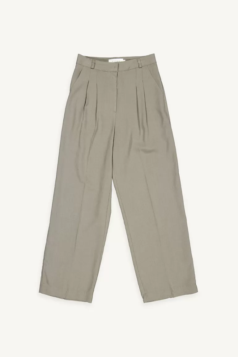 Women Olive Clothing Hana Pintuck Slacks, Charcoal