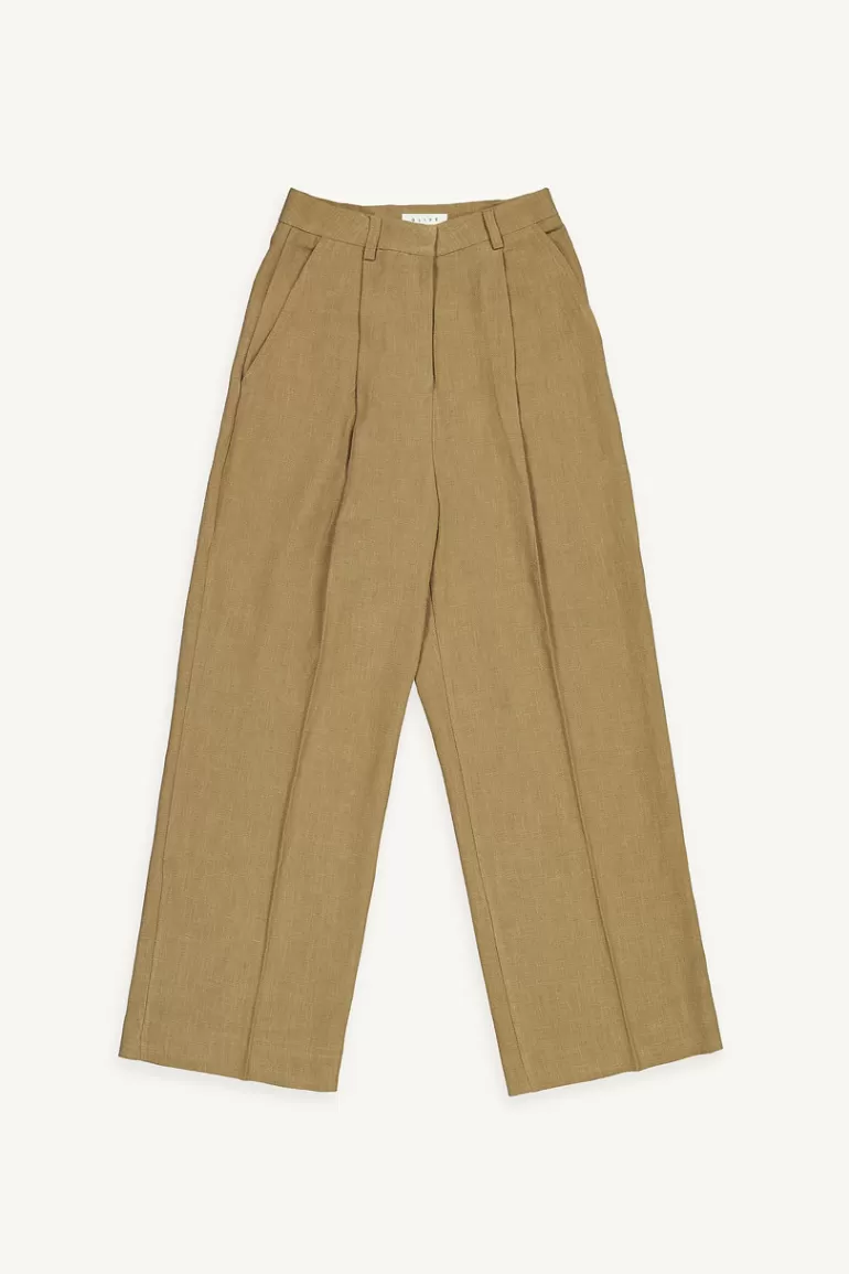 Women Olive Clothing Hanako Linen Slacks, Brown