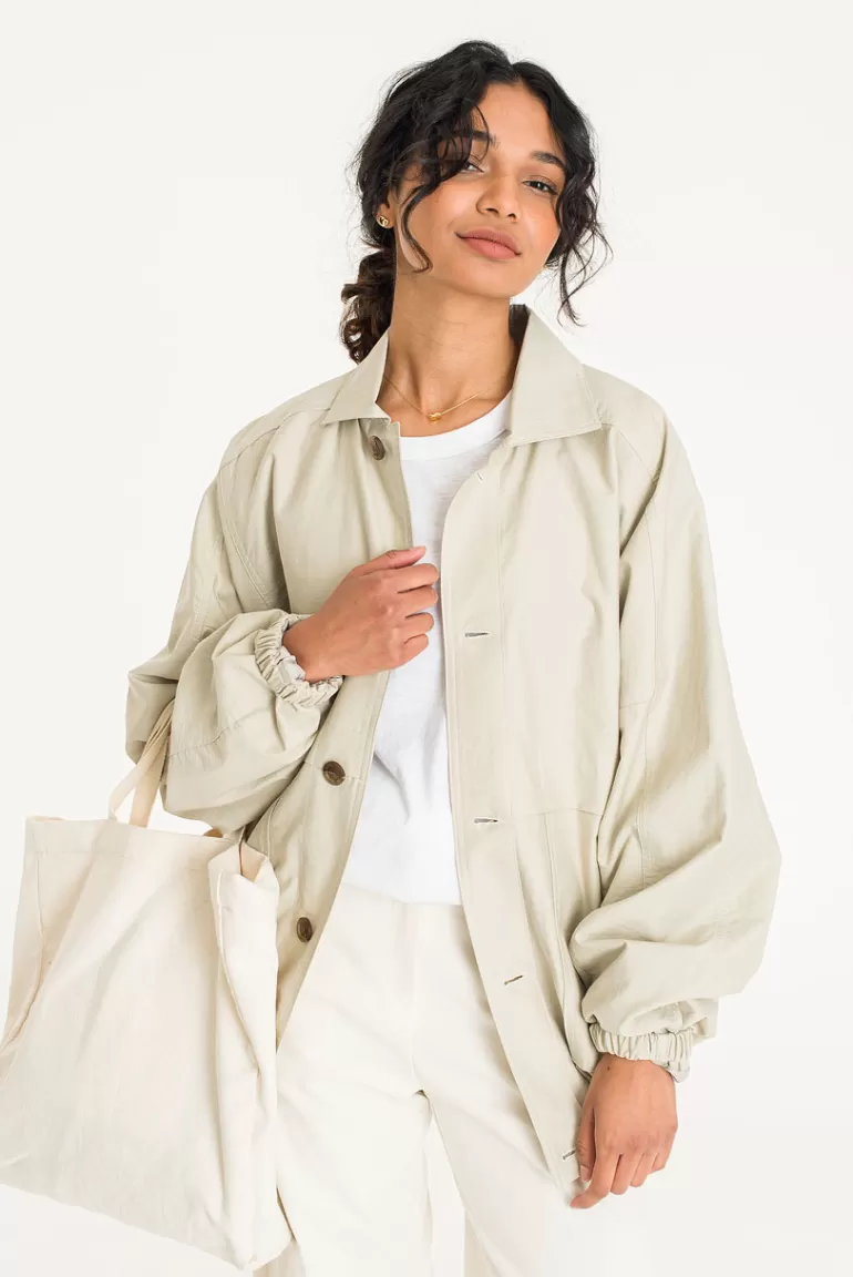 Women Olive Clothing Hatzu Structured Jacket, Khaki