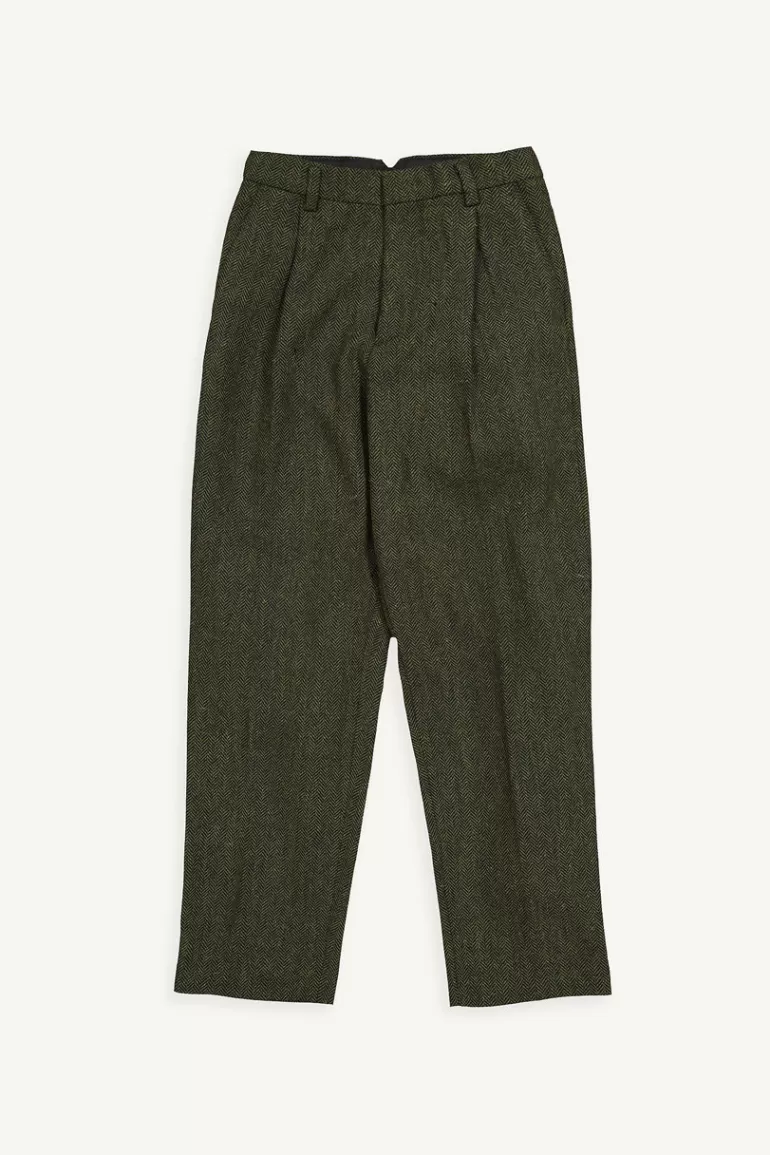 Women Olive Clothing Heiko Wool Trousers, Forest