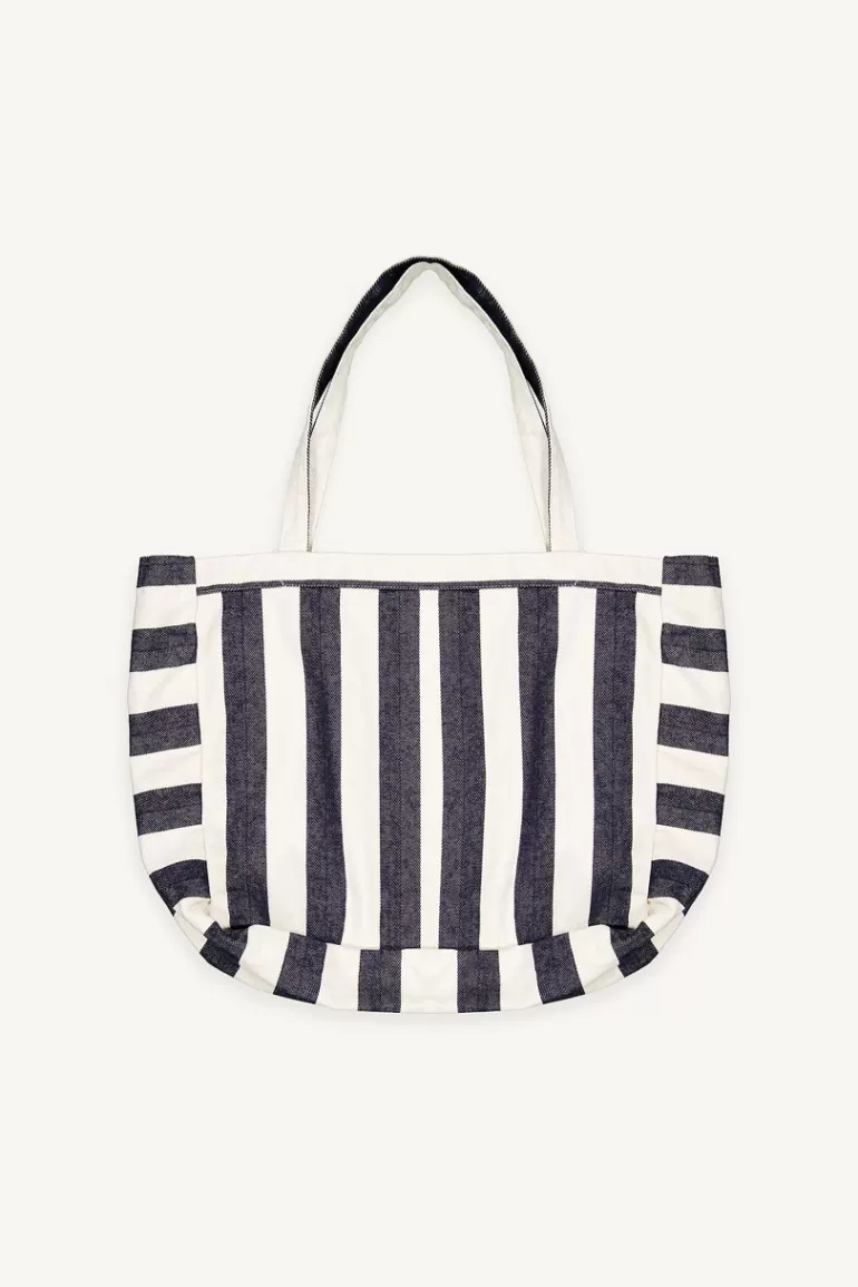 Women Olive Clothing Herringbone Pattern Stripe Bag, Navy