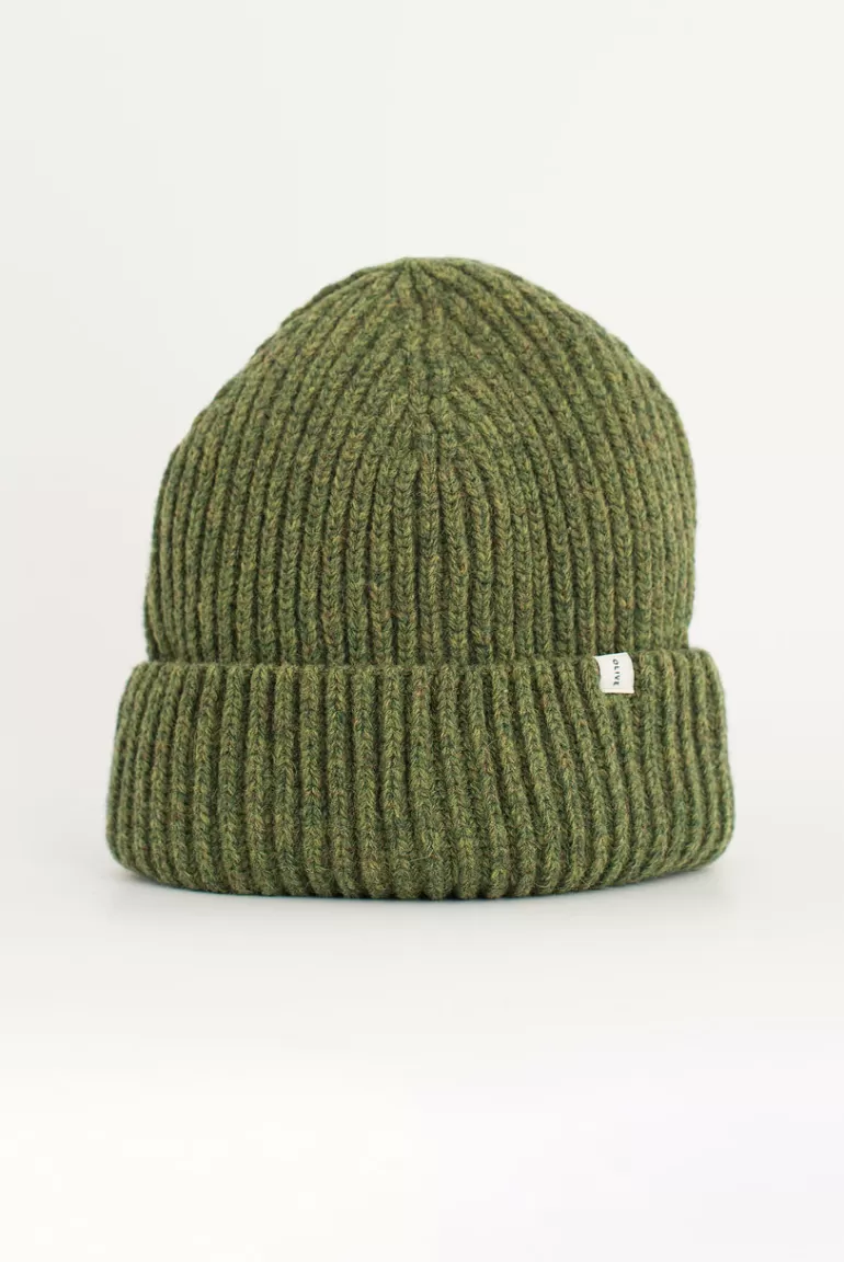 Women Olive Clothing Himari Ribbed Wool Beanie, Khaki Melange