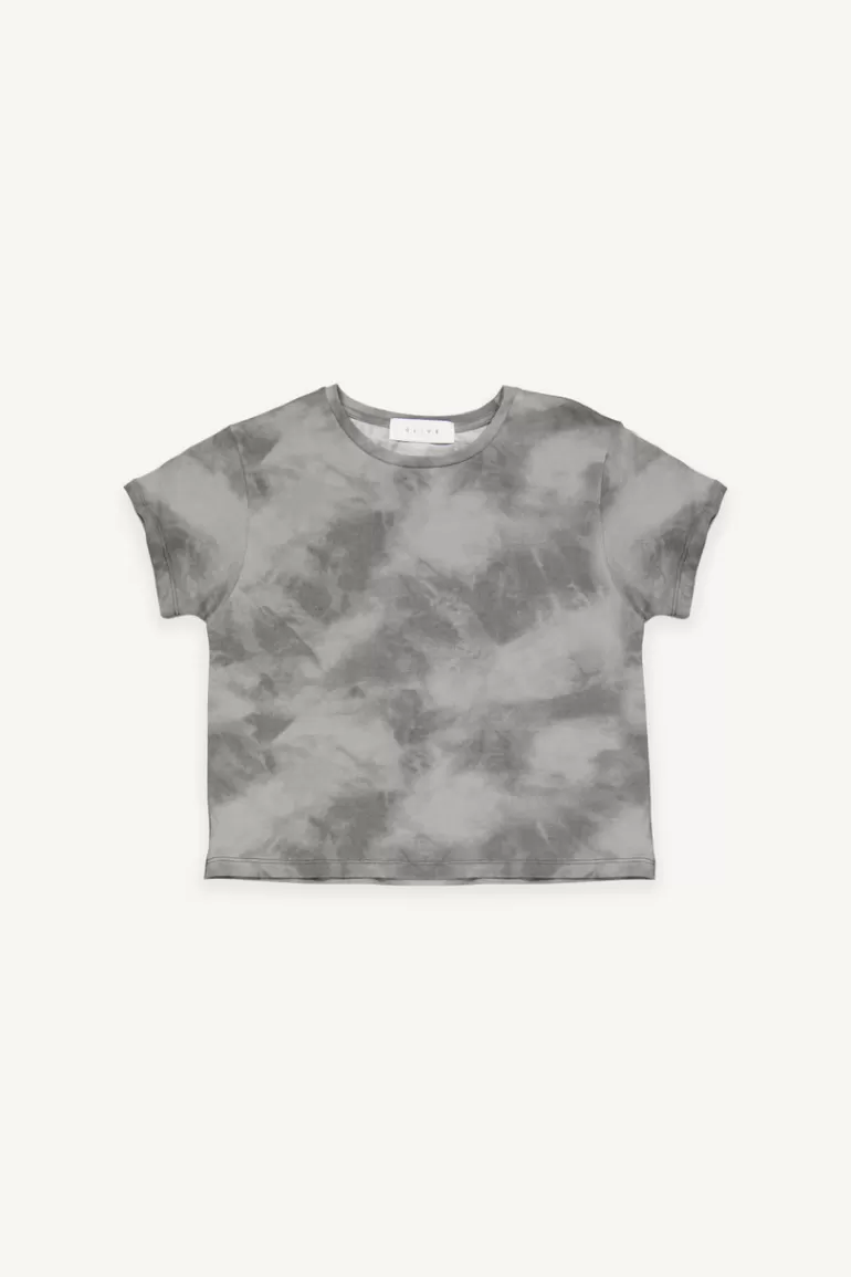 Women Olive Clothing Jeni Tie Dyed Tee, Charcoal