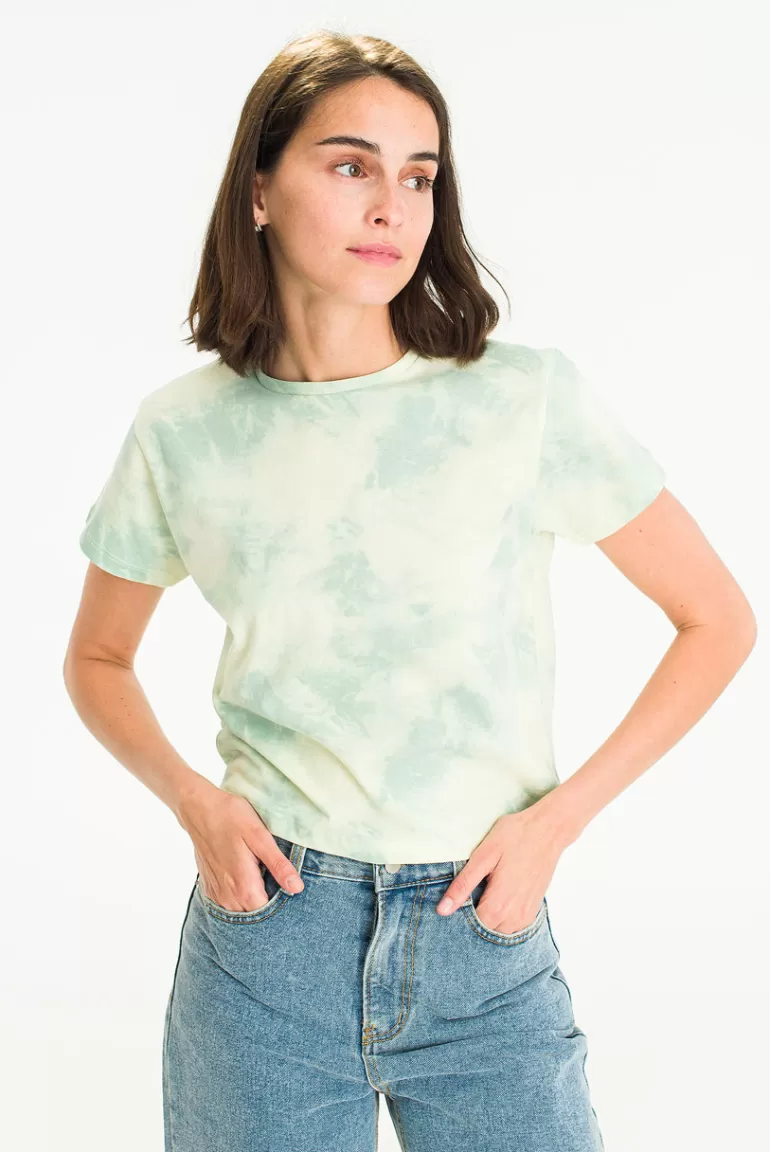 Women Olive Clothing Jeni Tie Dyed Tee, Green