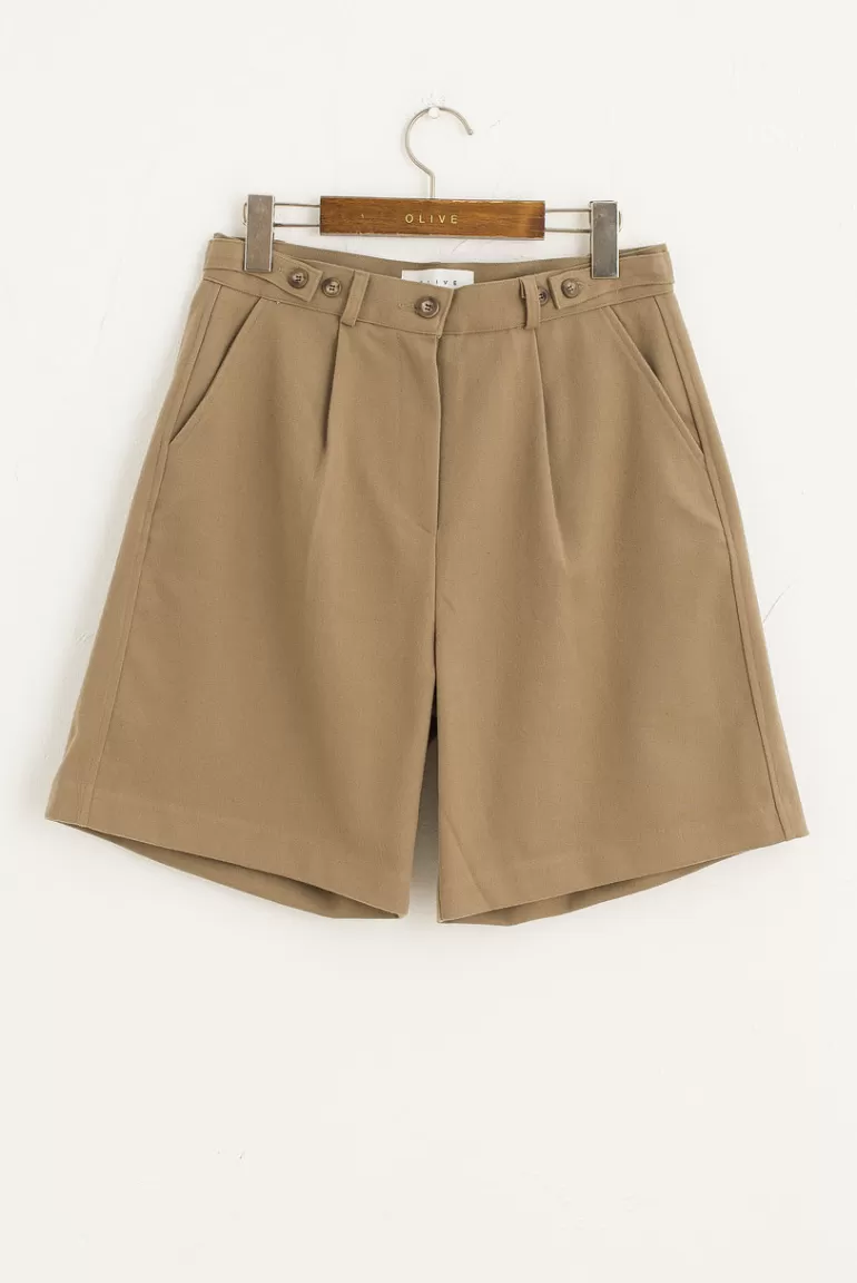 Women Olive Clothing Koko Pintuck Short, Khaki