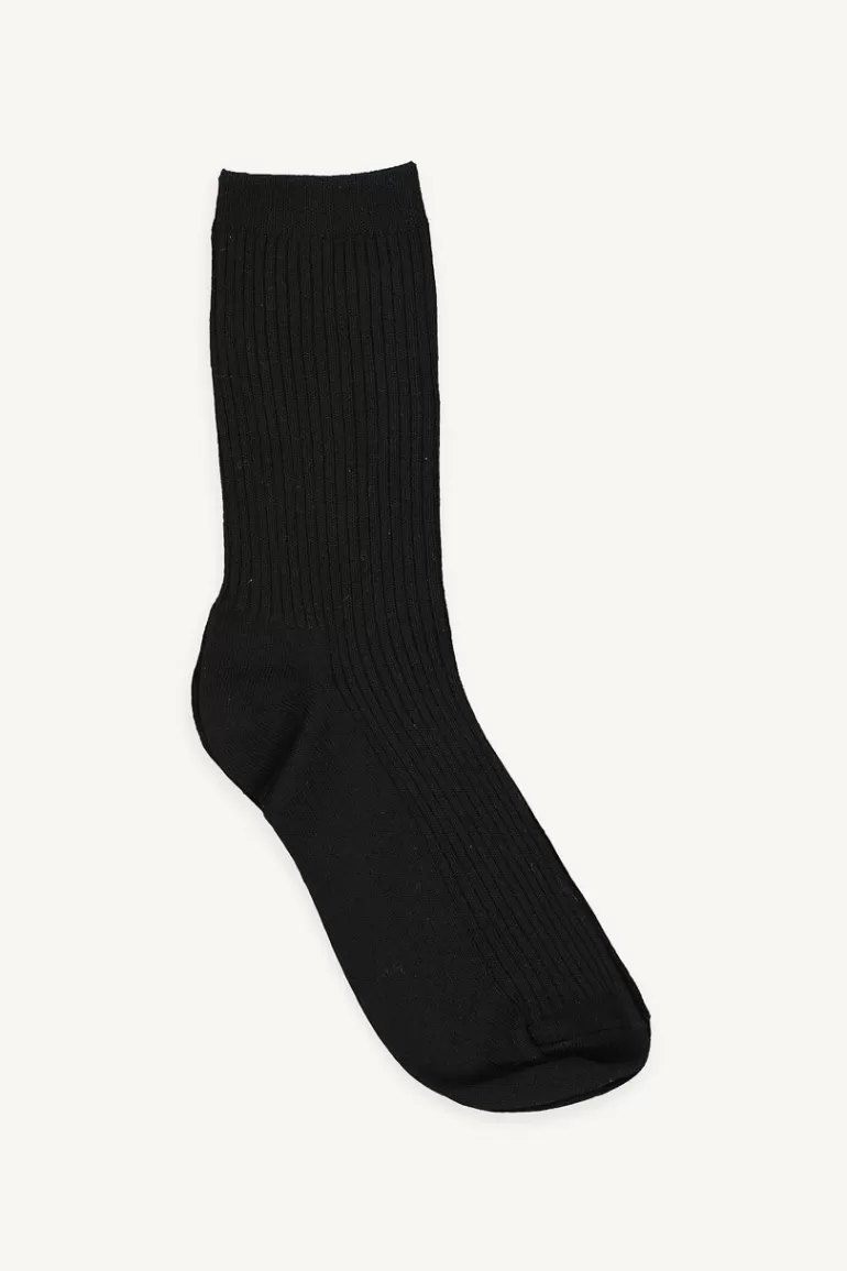 Women Olive Clothing Melody Ribbed Socks, Black