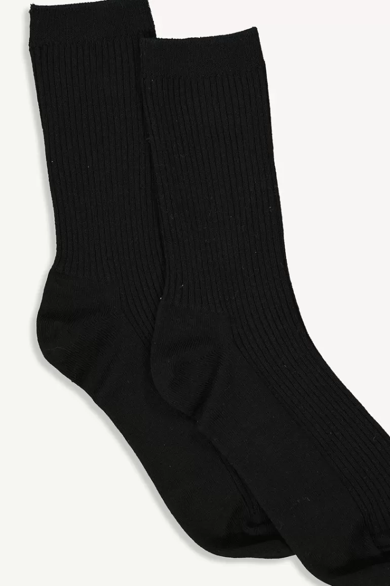 Women Olive Clothing Melody Ribbed Socks, Black