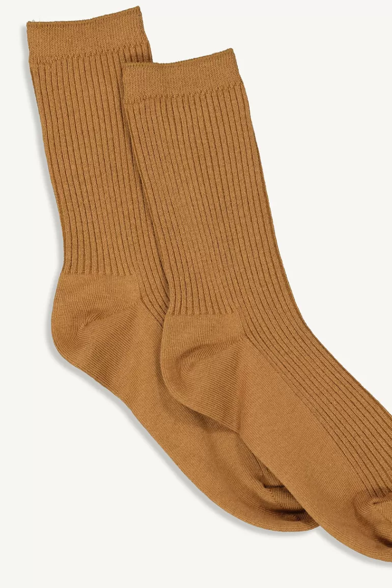 Women Olive Clothing Melody Ribbed Socks, Brown