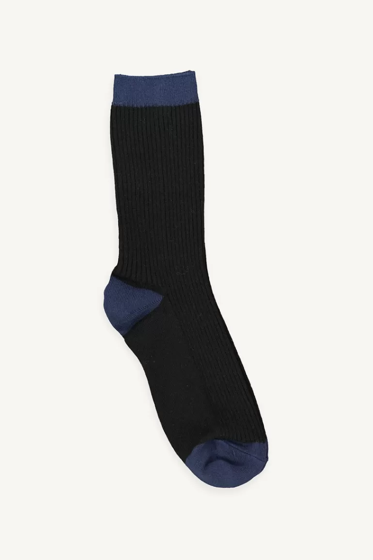 Women Olive Clothing Melody Ribbed Two-Tone Socks, Black/Navy