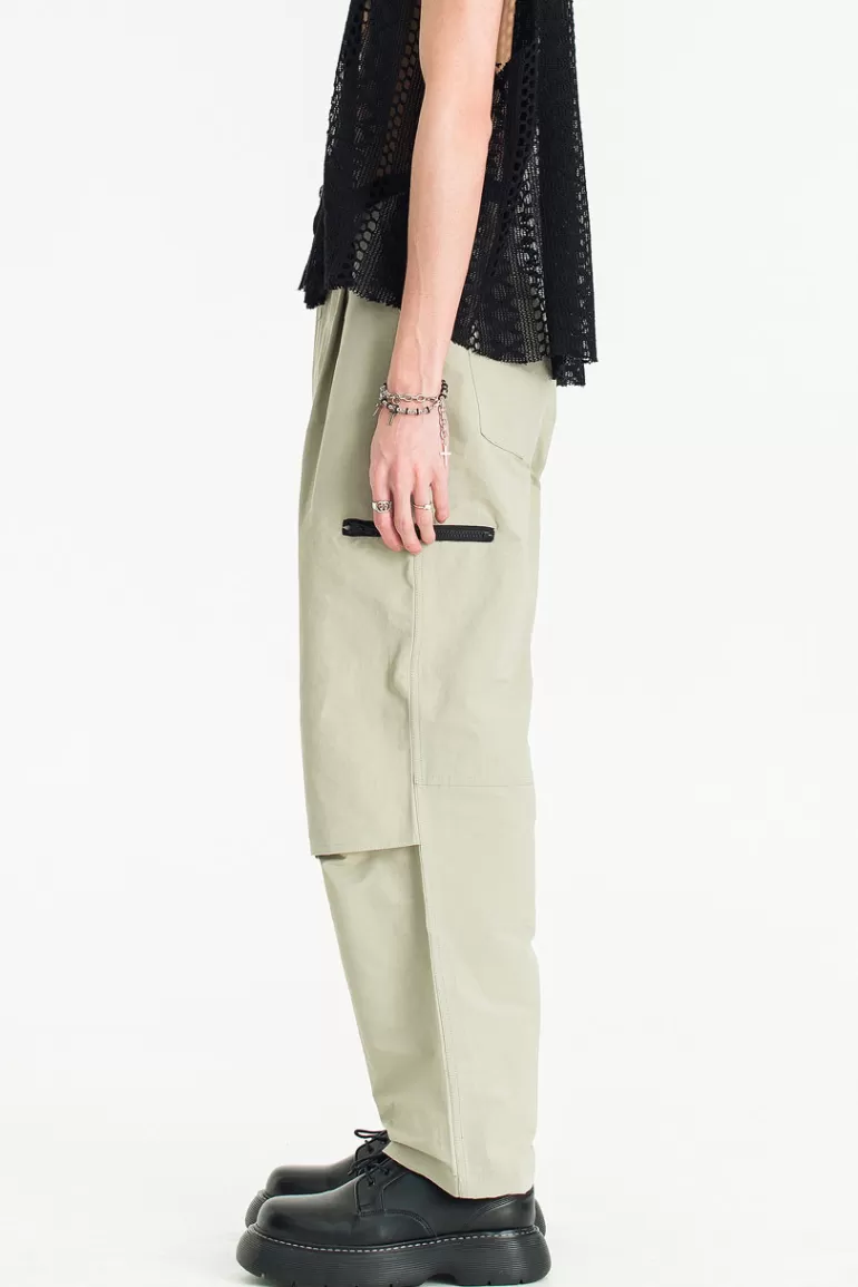 Men Olive Clothing Menswear | Belted Utility Pants, Stone