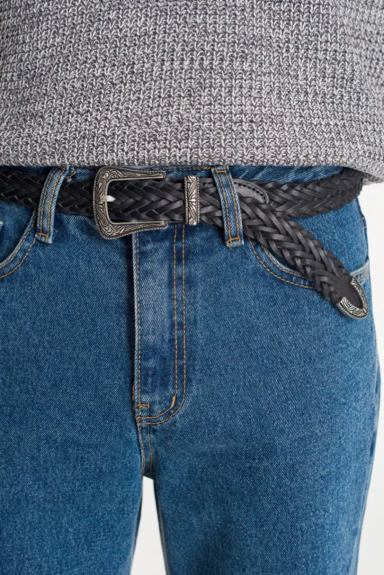 Men Olive Clothing Menswear | Big Jesse Web Belt, Black