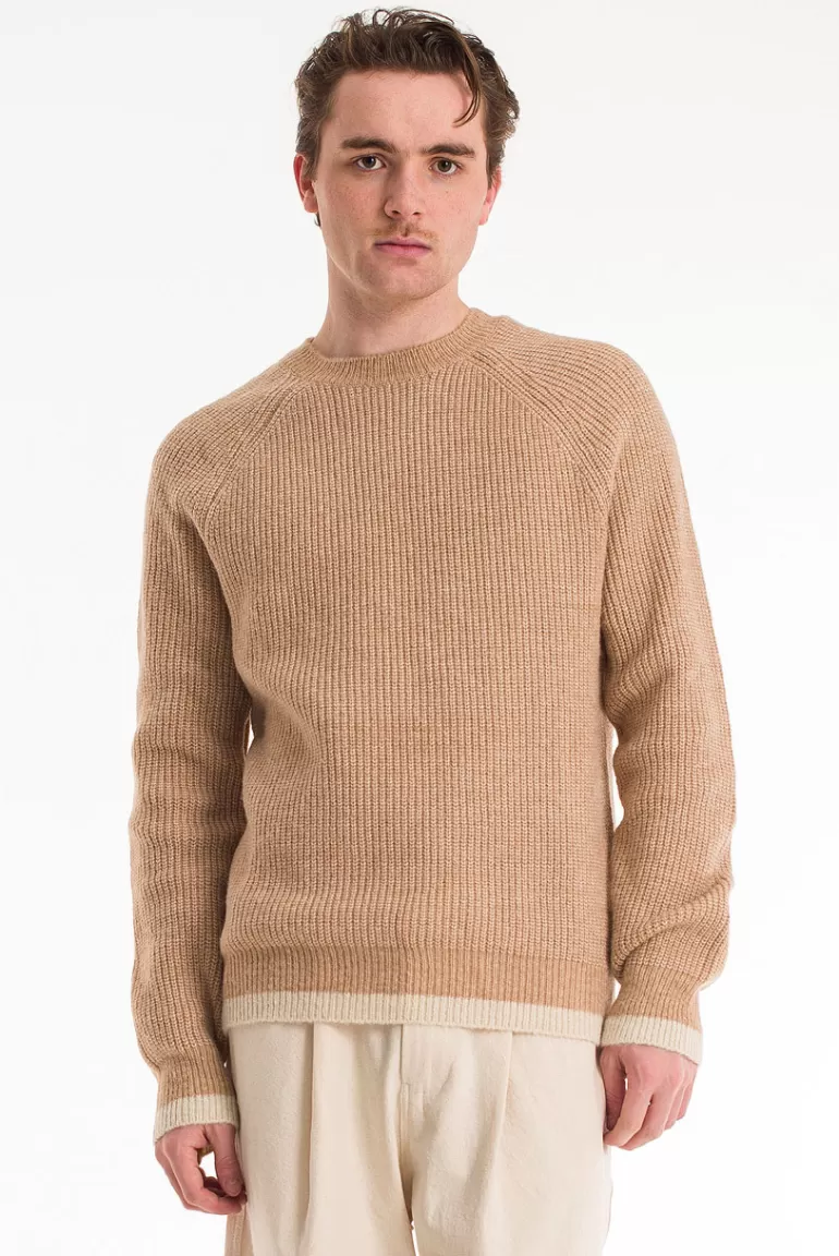 Men Olive Clothing Menswear | Block Fisherman Jumper, Beige