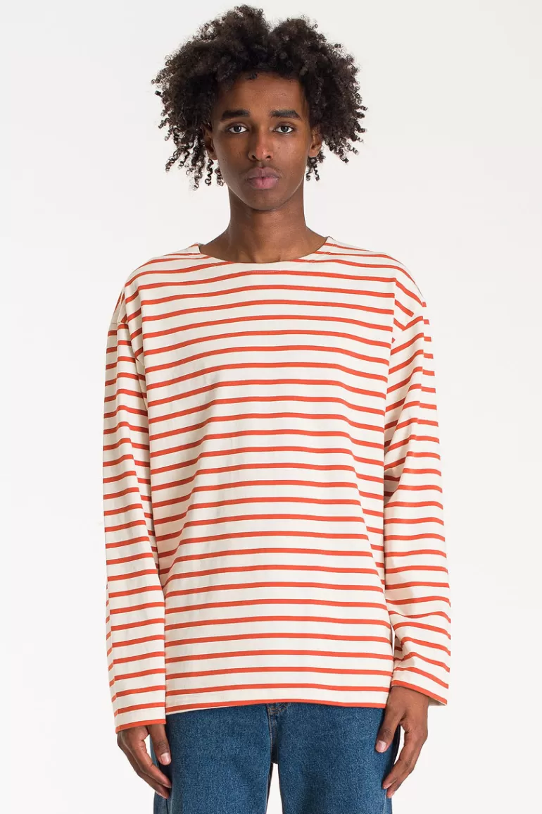 Men Olive Clothing Menswear | Boat Tee, Ivory/Orange