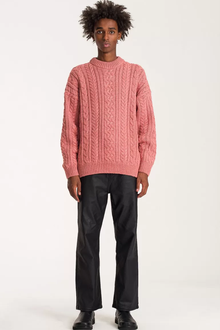 Men Olive Clothing Menswear | Cable Knit Jumper, Coral