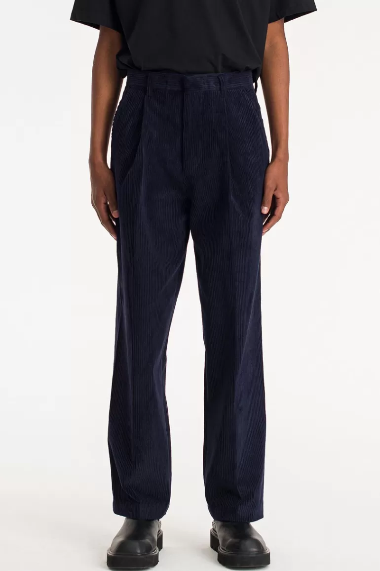 Men Olive Clothing Menswear | Chunky Cord Trousers, Navy