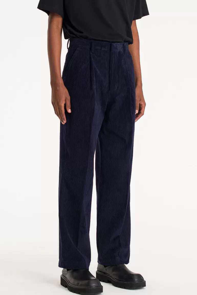 Men Olive Clothing Menswear | Chunky Cord Trousers, Navy