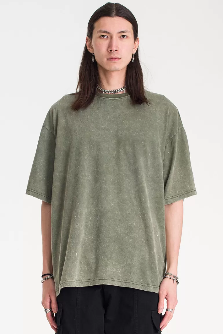 Men Olive Clothing Menswear | Cracked T-Shirt, Green