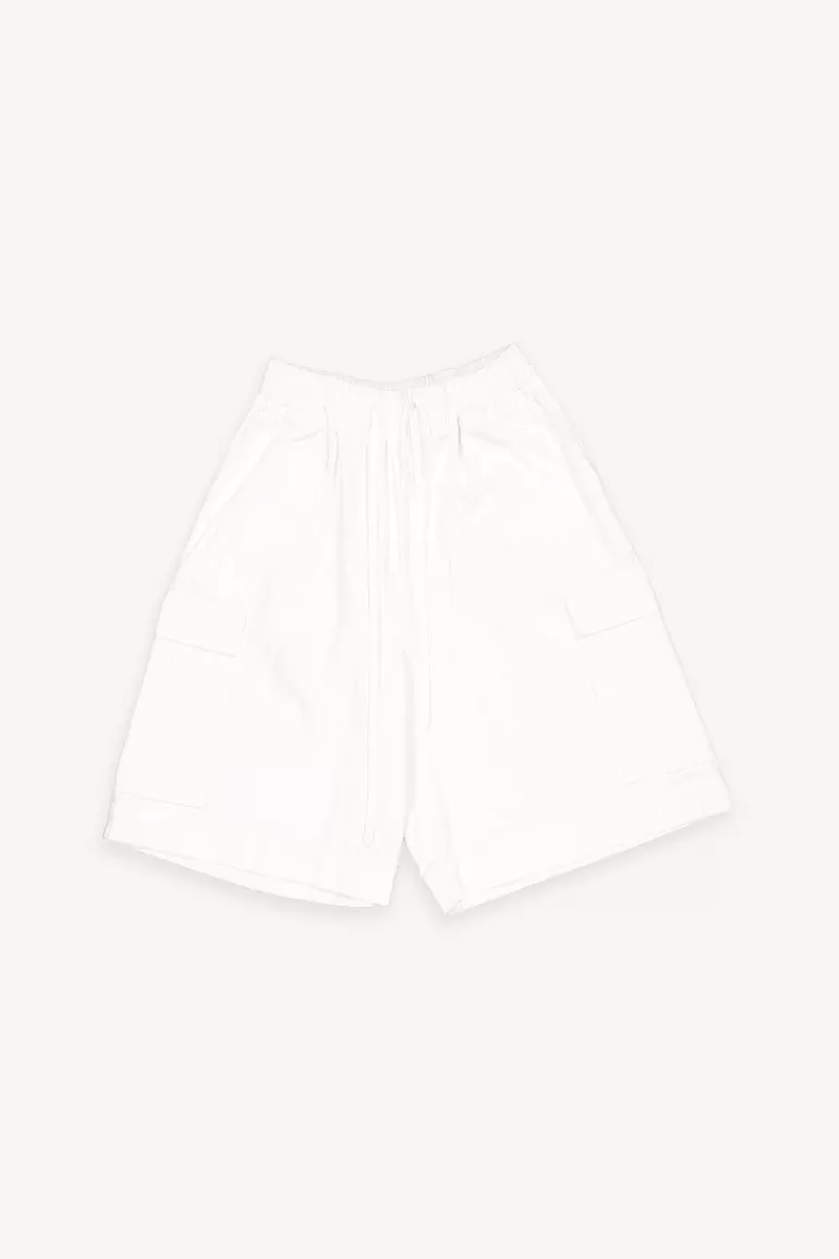 Men Olive Clothing Menswear | Drawstring Cargo Shorts, White