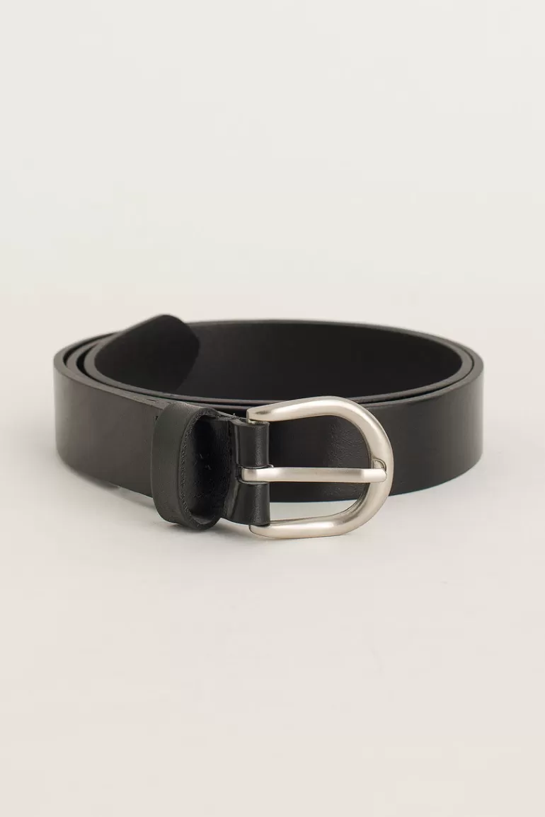 Men Olive Clothing Menswear | Half Oval Belt, Black