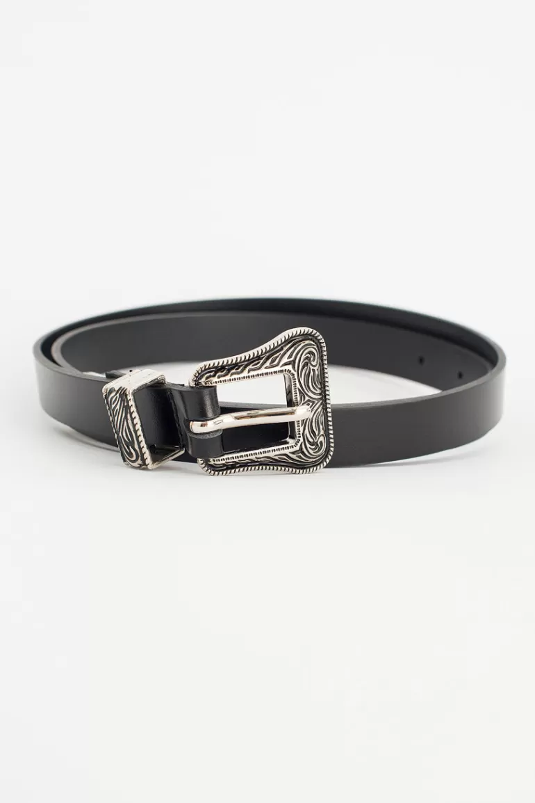 Men Olive Clothing Menswear | Jesse Leather Belt, Black