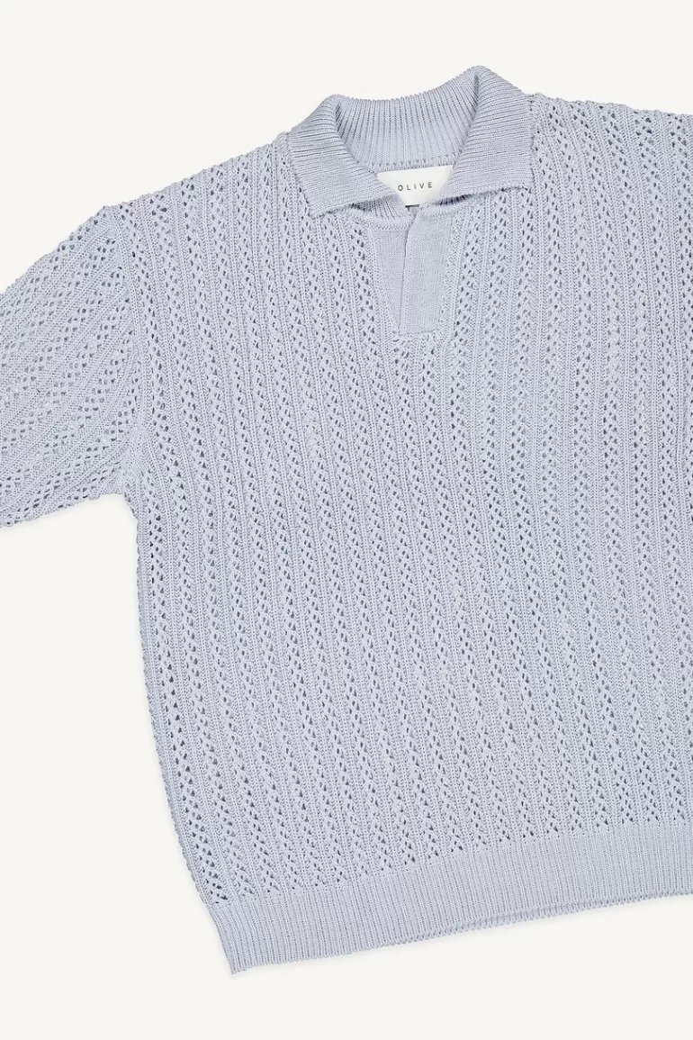 Men Olive Clothing Menswear | Lace Polo Knit, Lilac