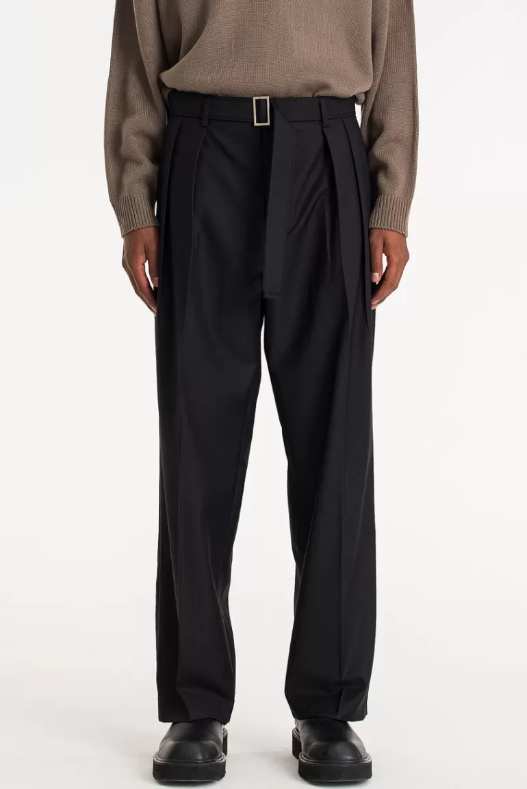 Men Olive Clothing Menswear | Loose Belted Trousers, Black