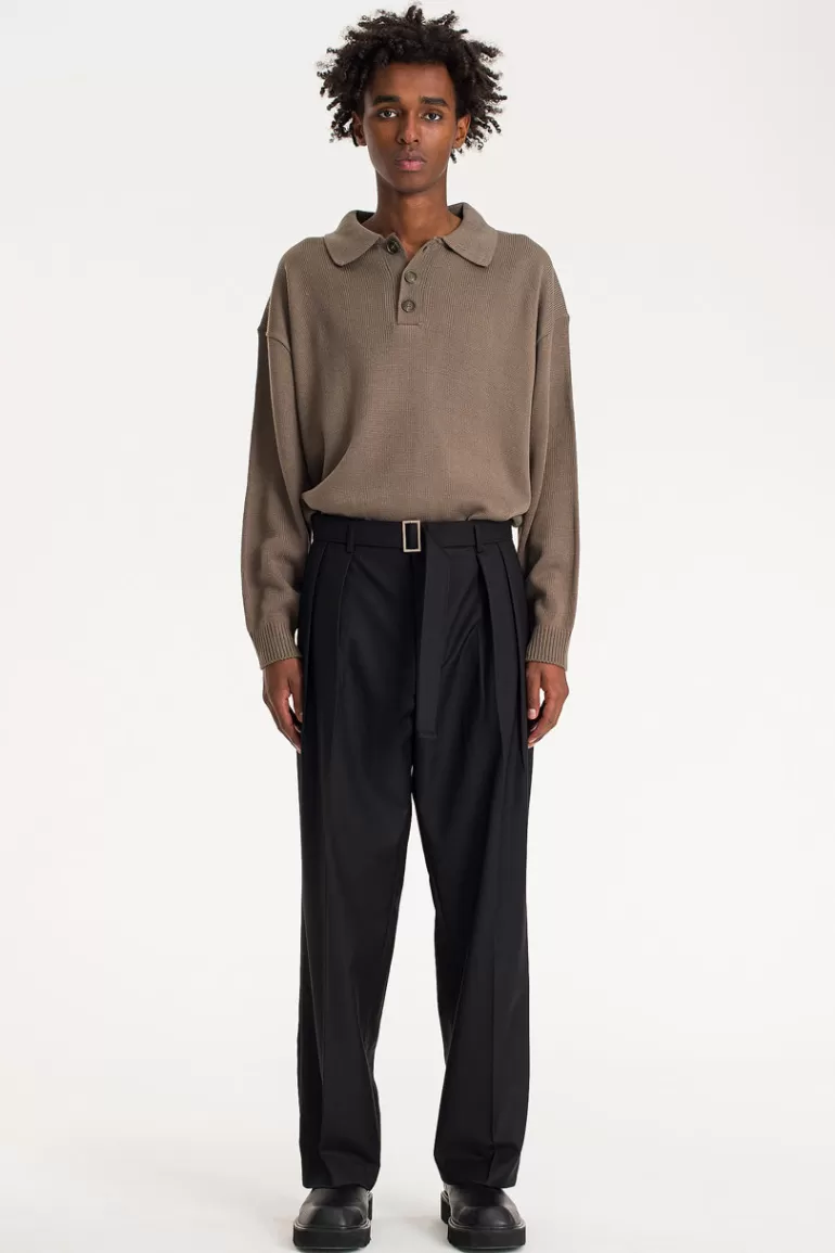 Men Olive Clothing Menswear | Loose Belted Trousers, Black