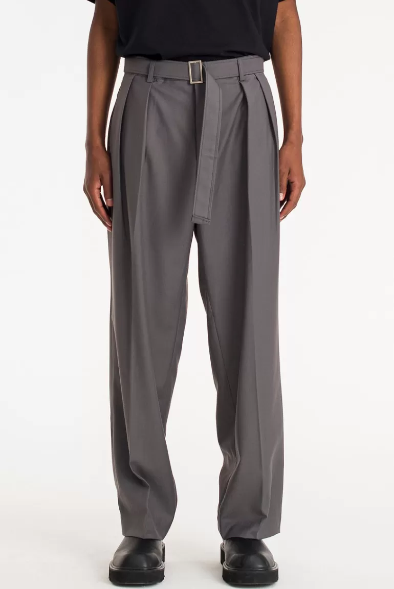 Men Olive Clothing Menswear | Loose Belted Trousers, Grey