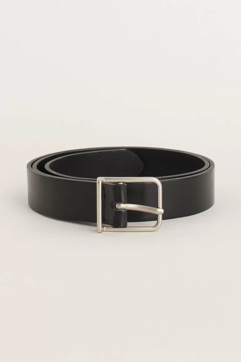 Men Olive Clothing Menswear | Narrow Square Belt, Black