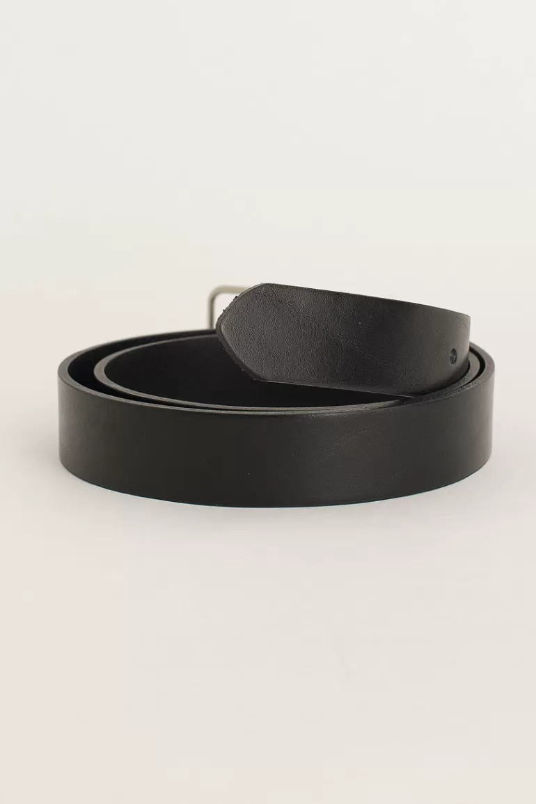 Men Olive Clothing Menswear | Narrow Square Belt, Black