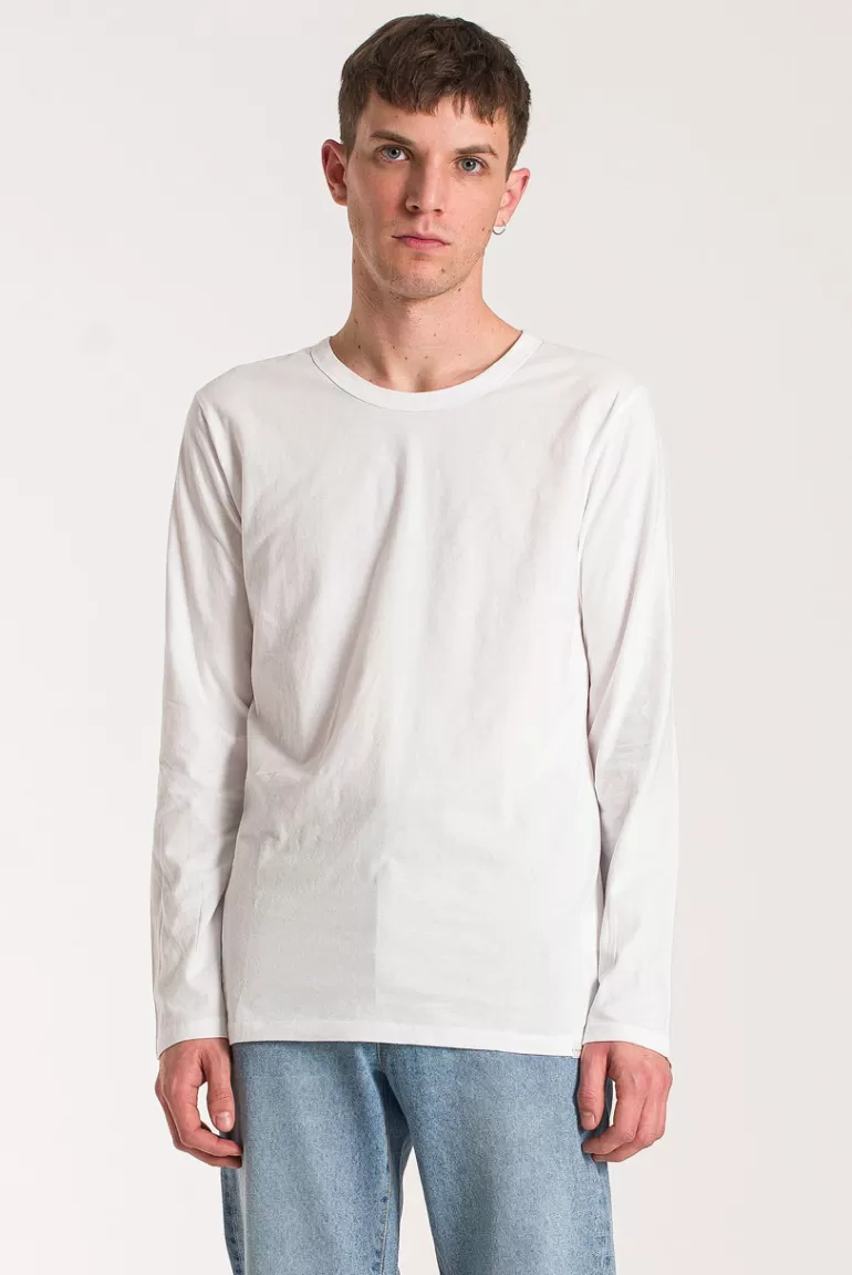 Men Olive Clothing Menswear | Organic Cotton Long Sleeve Tee, White