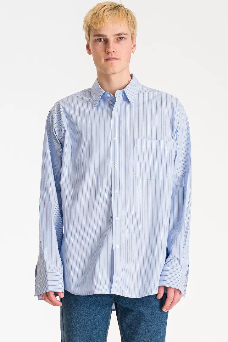 Men Olive Clothing Menswear | Oversized Stripe Shirt, Mixed Stripe