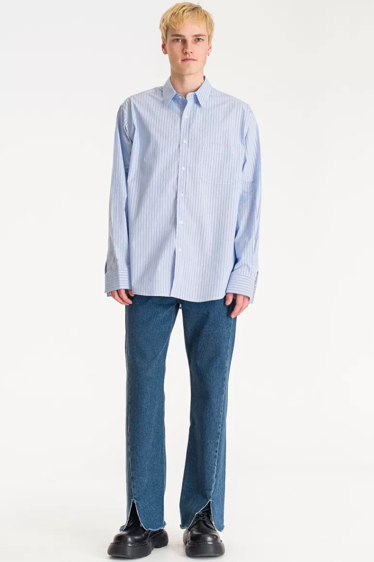 Men Olive Clothing Menswear | Oversized Stripe Shirt, Mixed Stripe