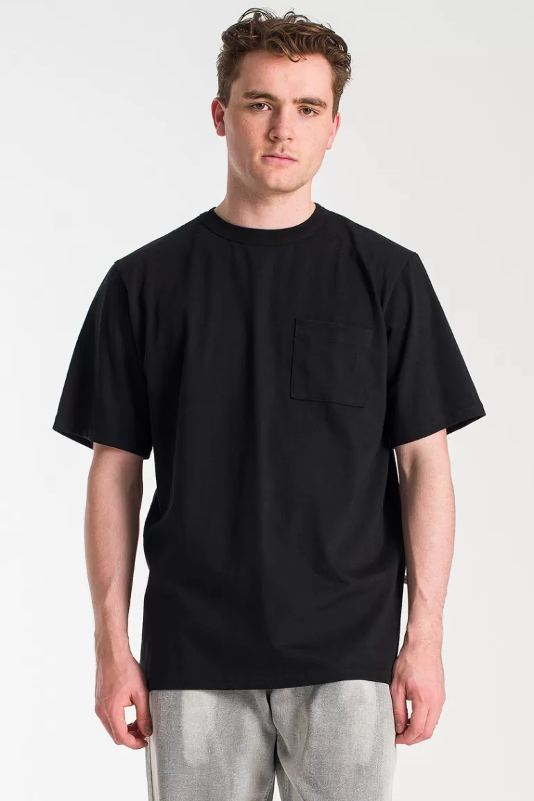 Men Olive Clothing Menswear | Pocket Short Sleeve Tee, Black