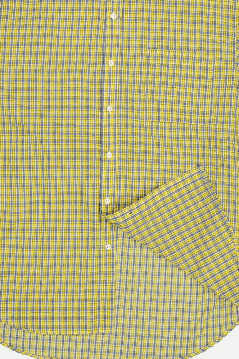 Men Olive Clothing Menswear | Seersucker Check Shirt, Yellow