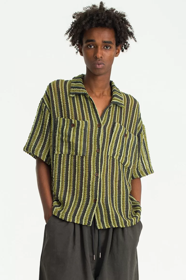 Men Olive Clothing Menswear | Sheer Knit Shirt, Green