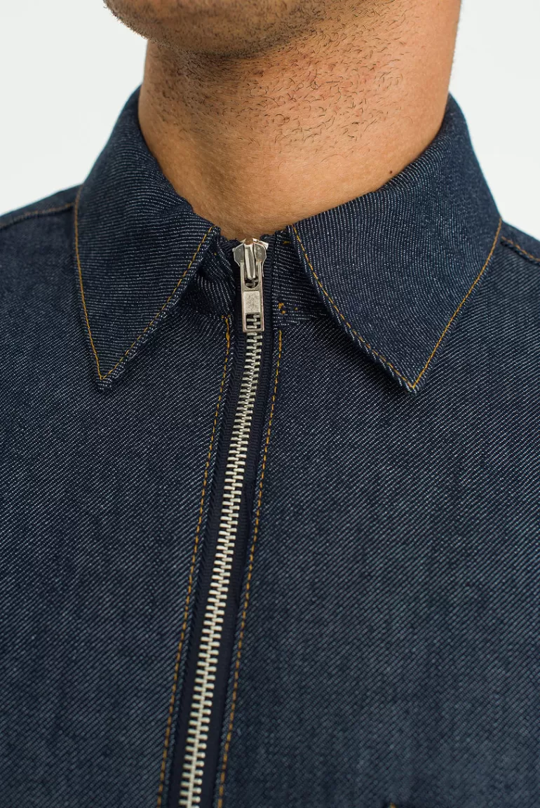 Men Olive Clothing Menswear | Short Sleeve Denim Overshirt, Indigo