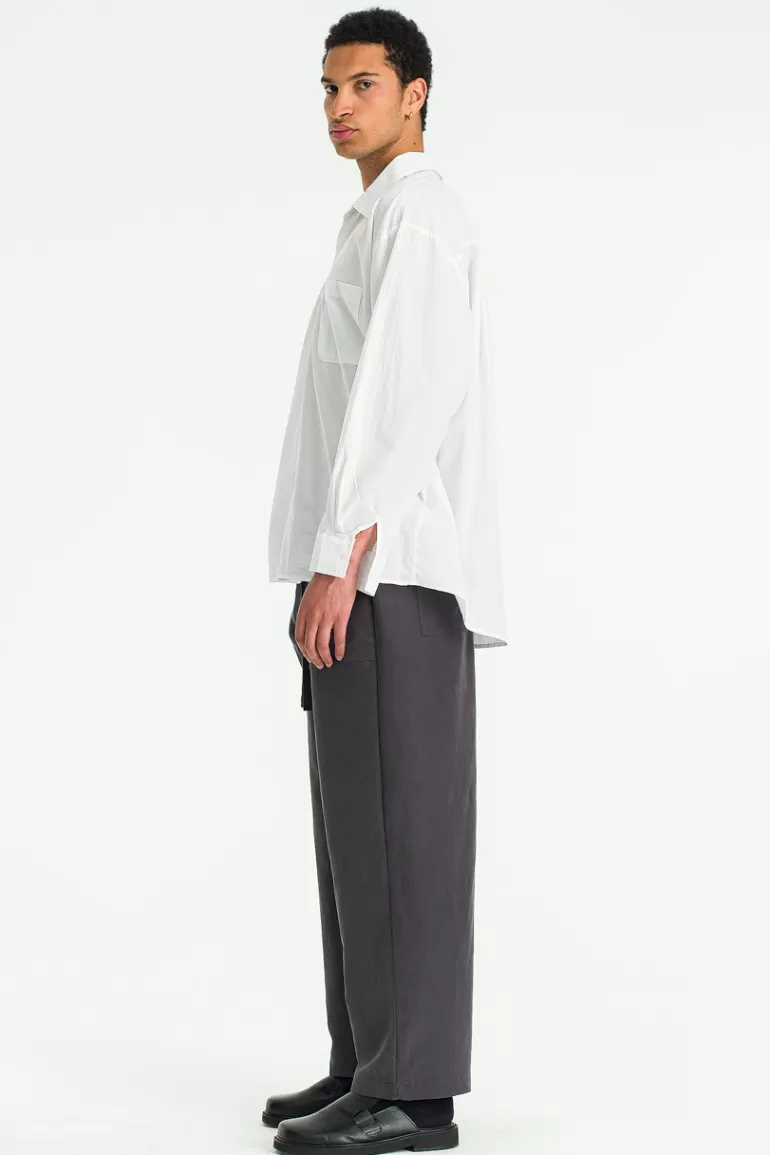 Men Olive Clothing Menswear | Tencel Wide Pants, Charcoal