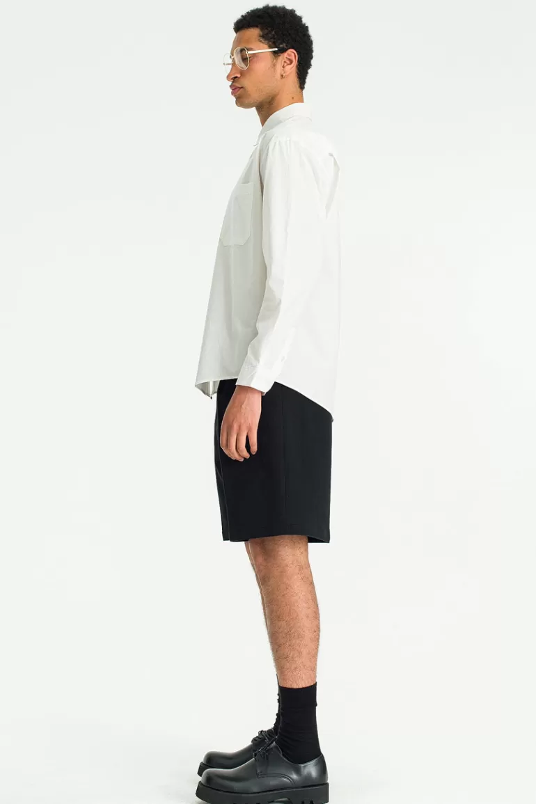 Men Olive Clothing Menswear | Twill Pintuck Shorts, Black