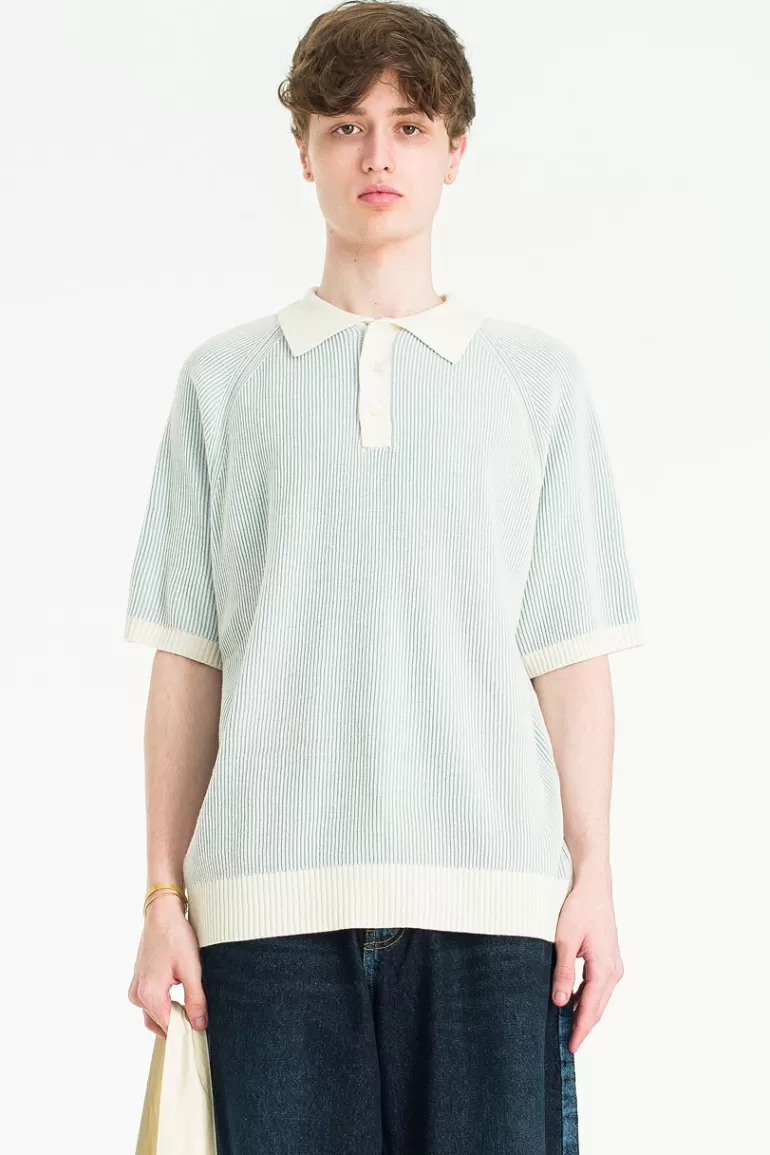 Men Olive Clothing Menswear | Two-Tone Polo, Blue