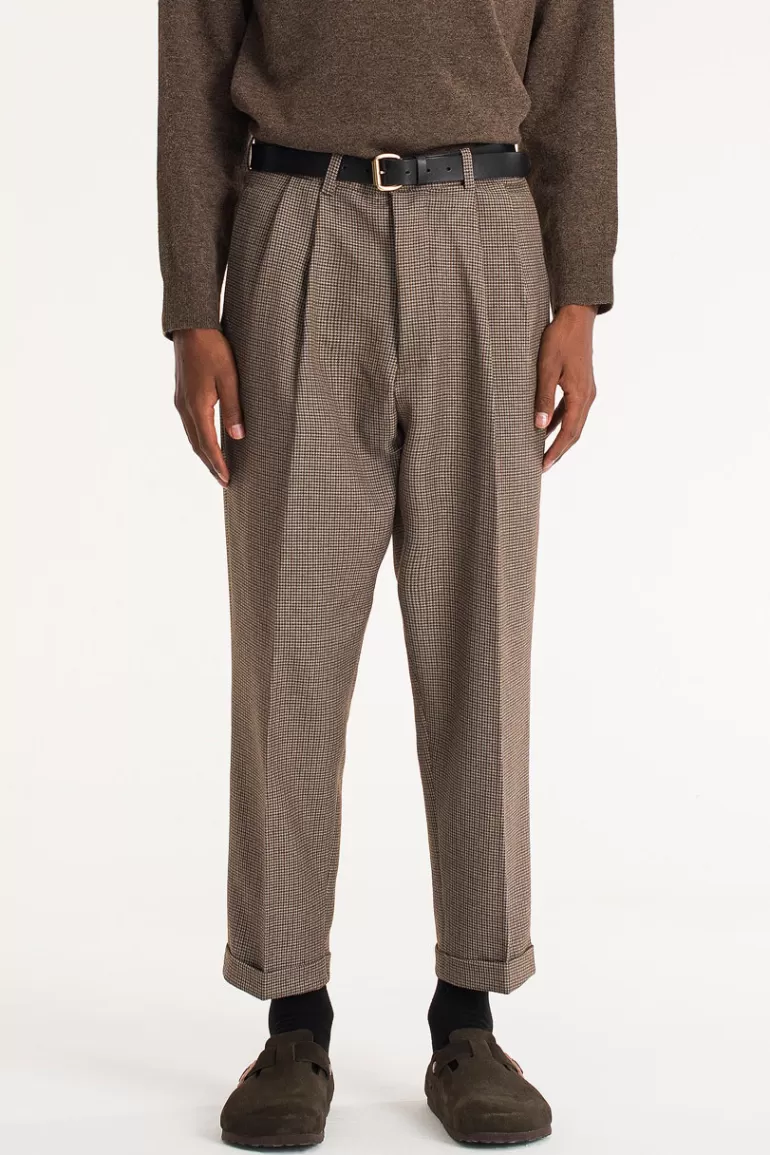 Men Olive Clothing Menswear | Volk Check Trousers, Beige