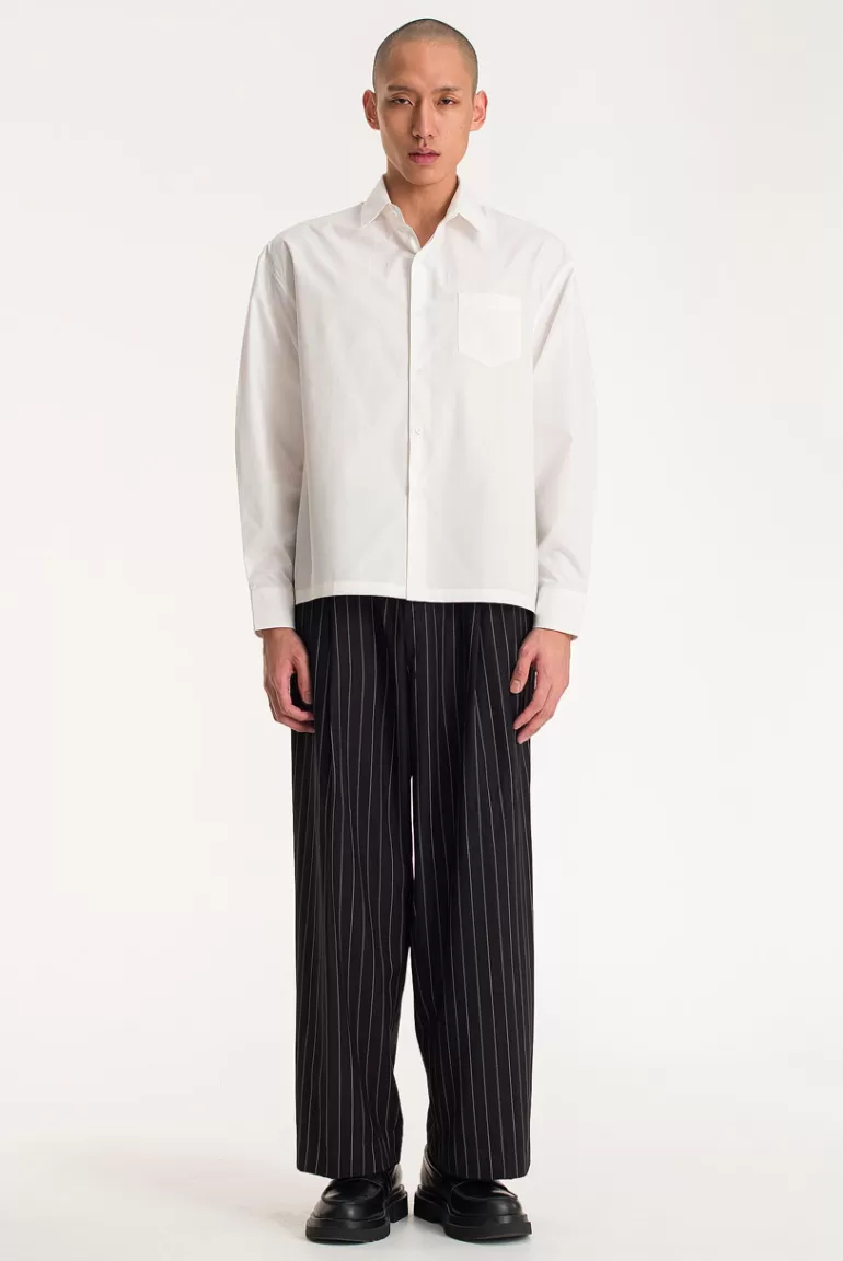 Men Olive Clothing Menswear | Wide Pinstripe Slacks, Black